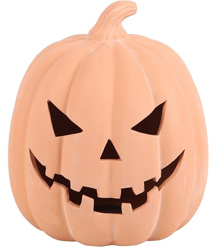 Terracotta Pumpkin Ornament - Halloween Decor, Jack-o-Lantern
